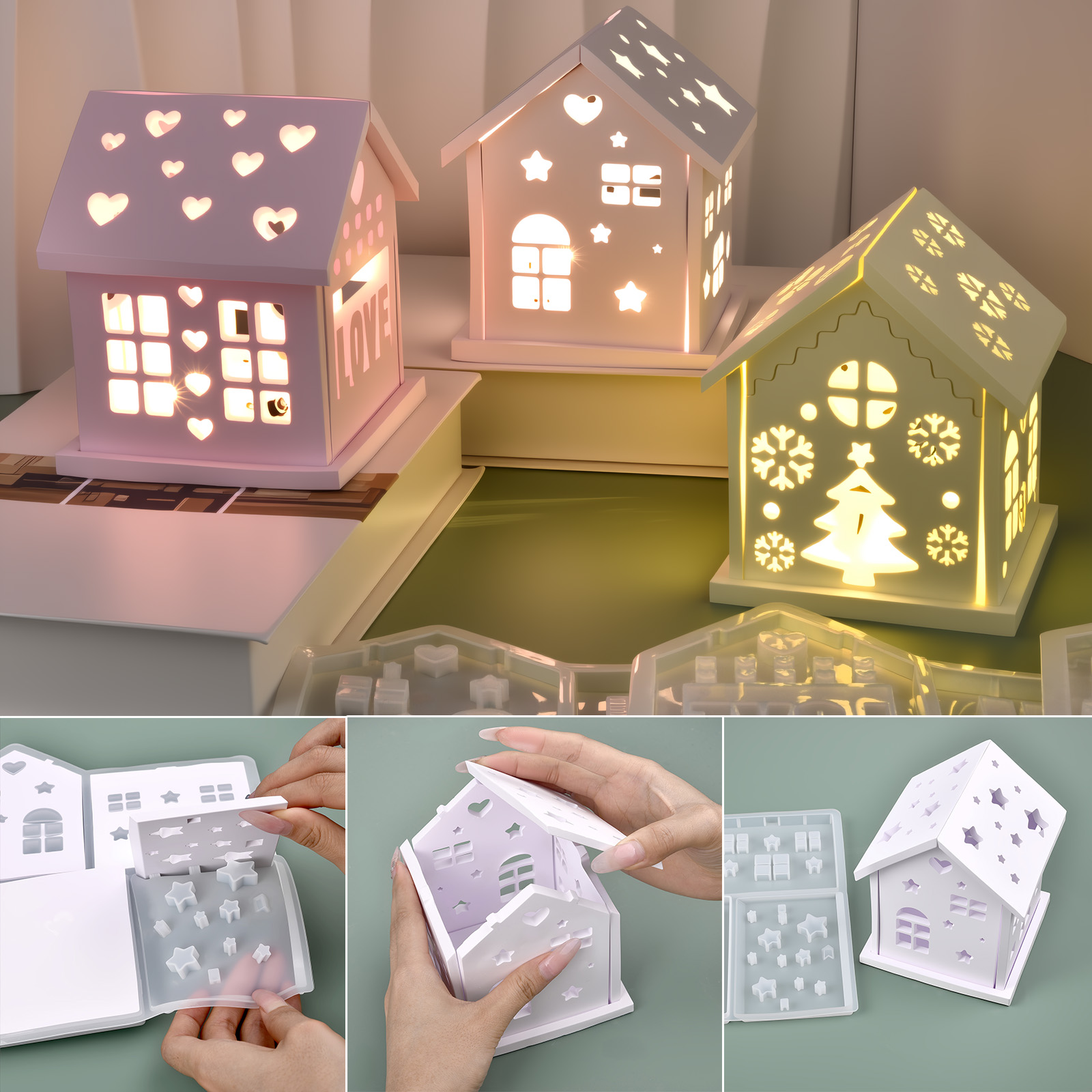 Candle Making Items - Forma Silikonowa 3D Dom DIY Choinka